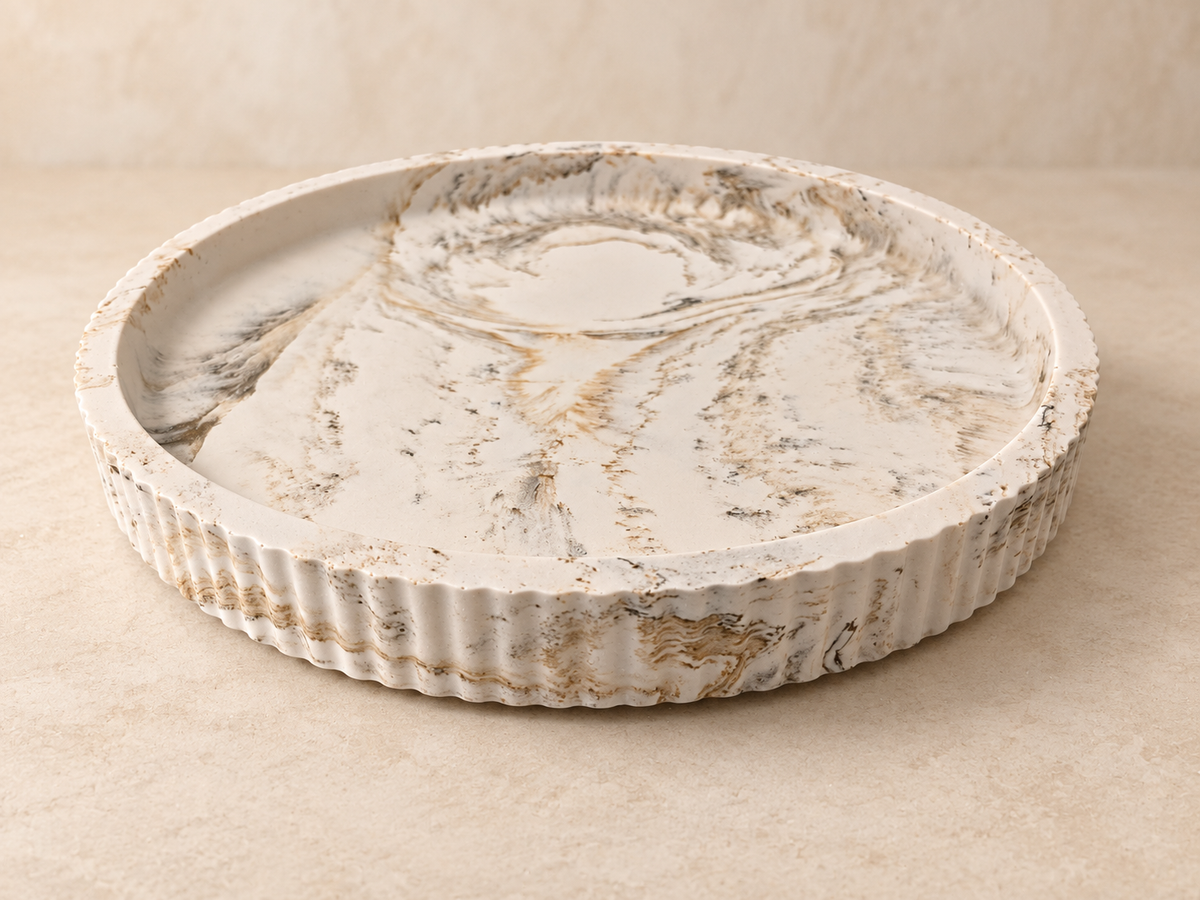 Sandstone Coaster – Handgemaakt Jesmonite schaal rond groot, 20cm