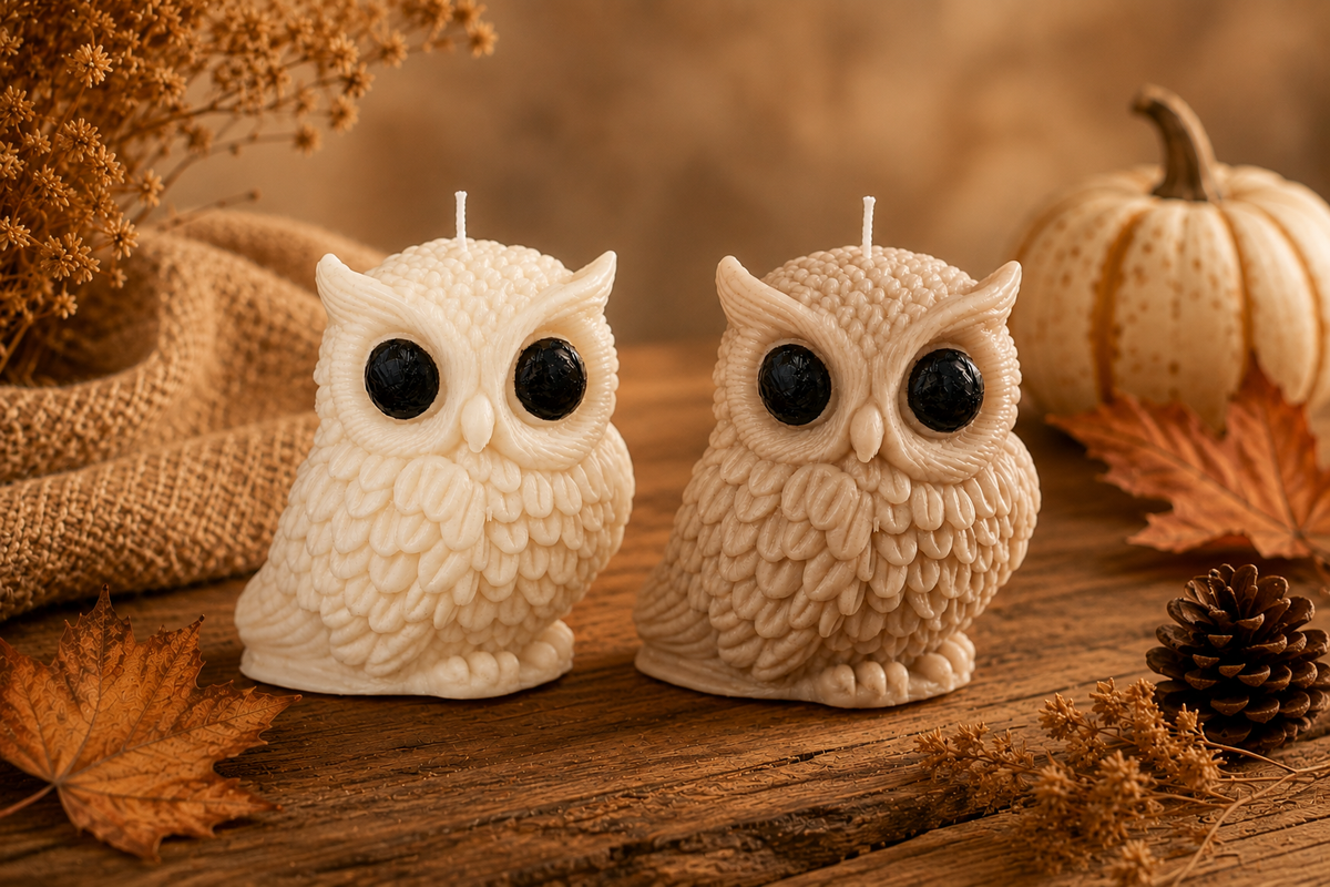 Cozy Owl - Golden Amber Geurkaars