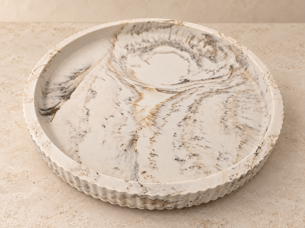 Sandstone Coaster – Handgemaakt Jesmonite schaal rond groot, 20cm