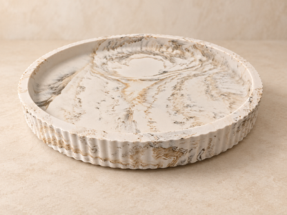 Sandstone Coaster – Handgemaakt Jesmonite schaal rond groot, 20cm