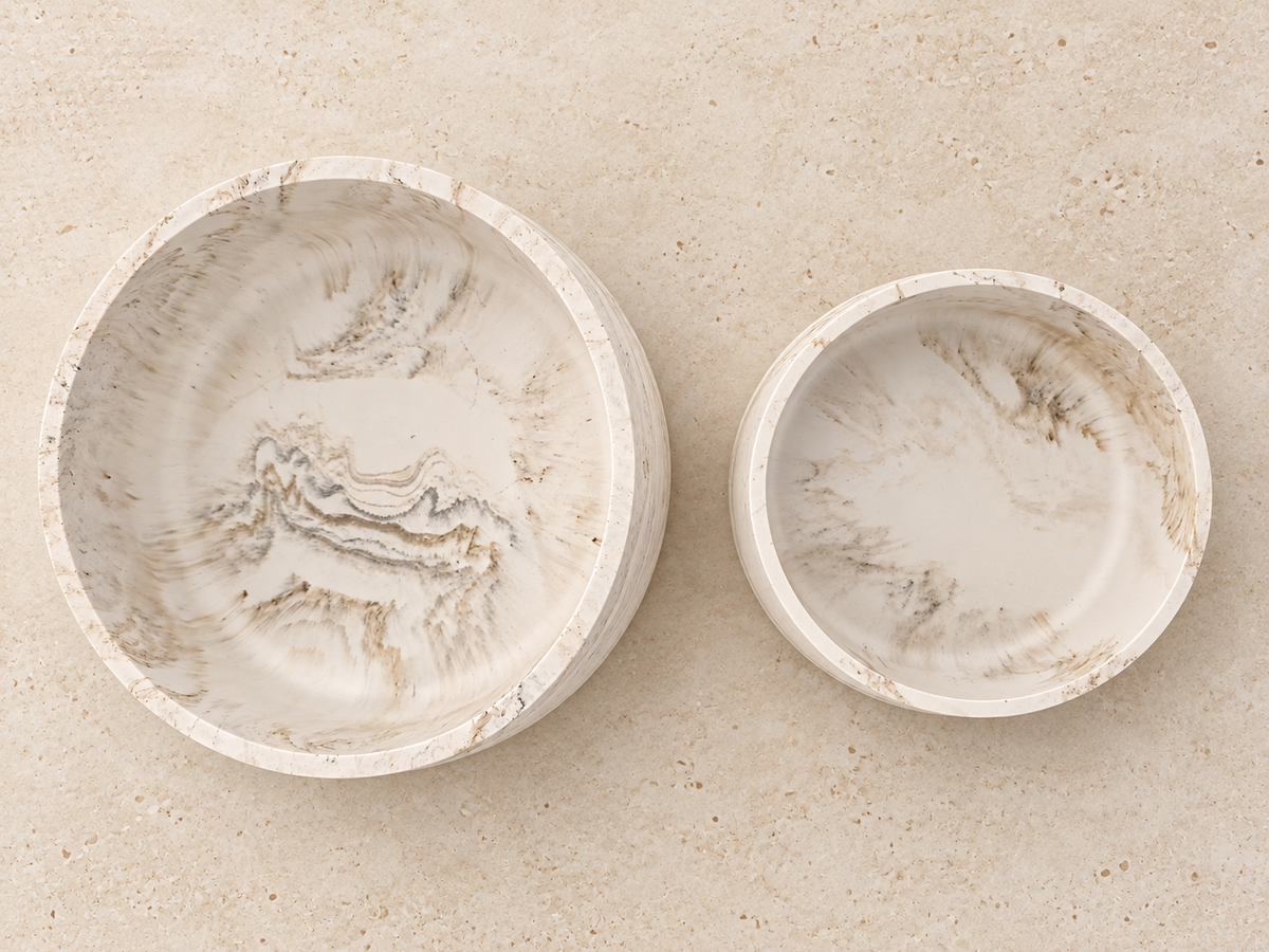 Sandstone Bowl – Handgemaakte Jesmonite Schaal 12 en 17 cm