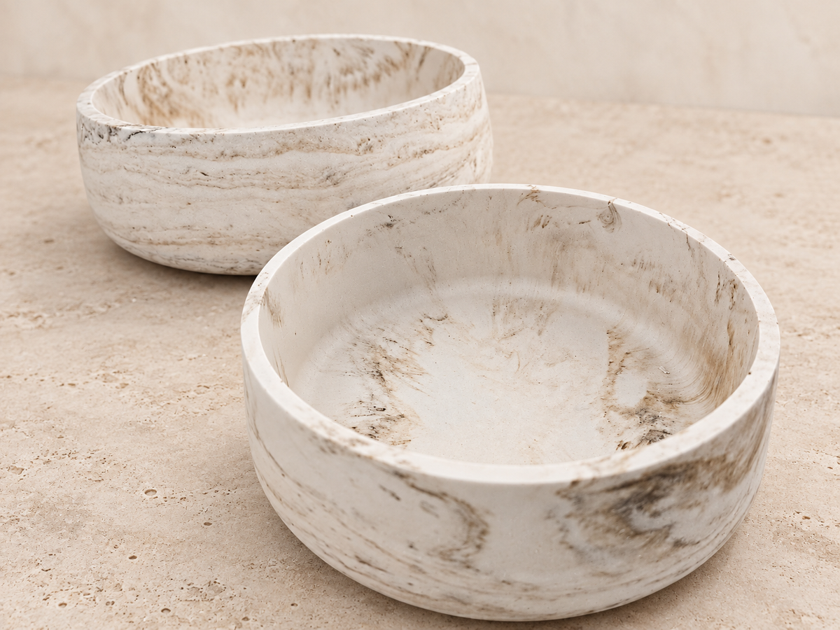 Sandstone Bowl – Handgemaakte Jesmonite Schaal 12 en 17 cm