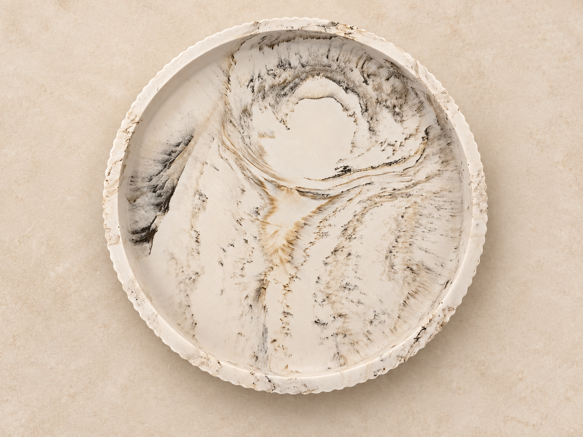 Sandstone Coaster – Handgemaakt Jesmonite schaal rond groot, 20cm