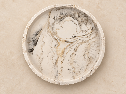 Sandstone Coaster – Handgemaakt Jesmonite schaal rond groot, 20cm